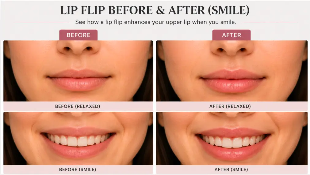 Lip Flip Before and After Smile
