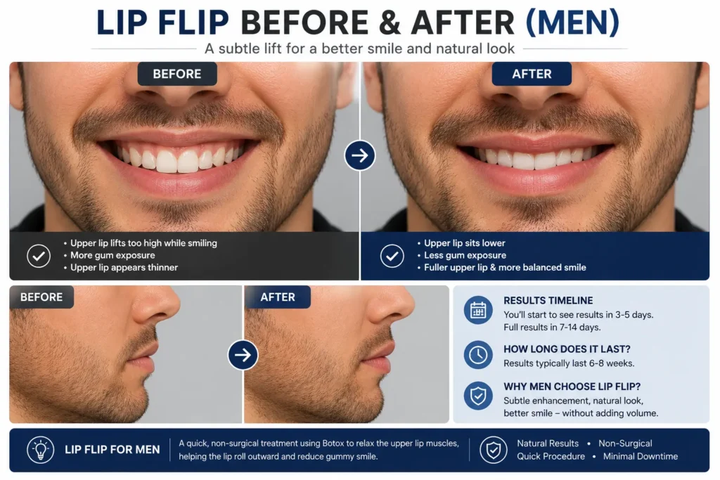 Lip Flip Before and After Men