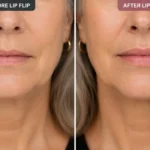 Lip Flip Before and After Older Woman