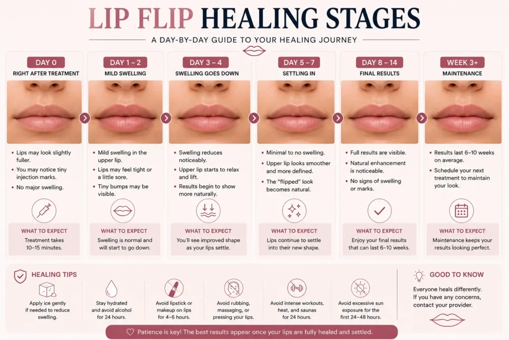 Lip Flip Healing Stages