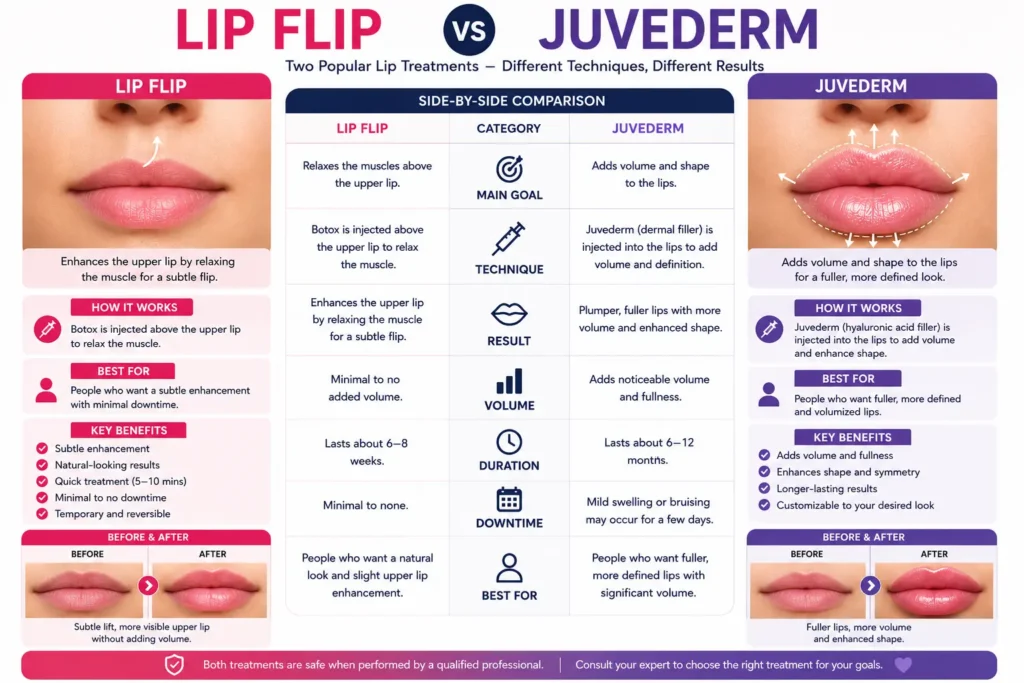 Lip Flip vs Juvederm