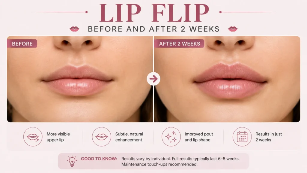 Lip Flip Before and After 2 Weeks