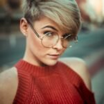 Woman with a classic pixie cut