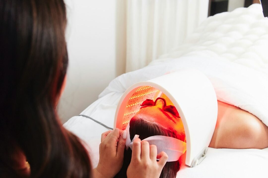 Red light therapy treatment at a spa