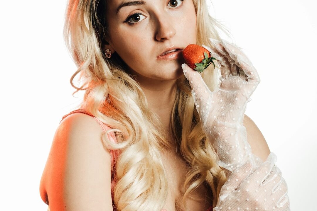 Woman with strawberry blonde hair