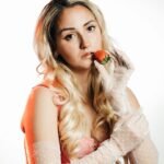Woman with strawberry blonde hair